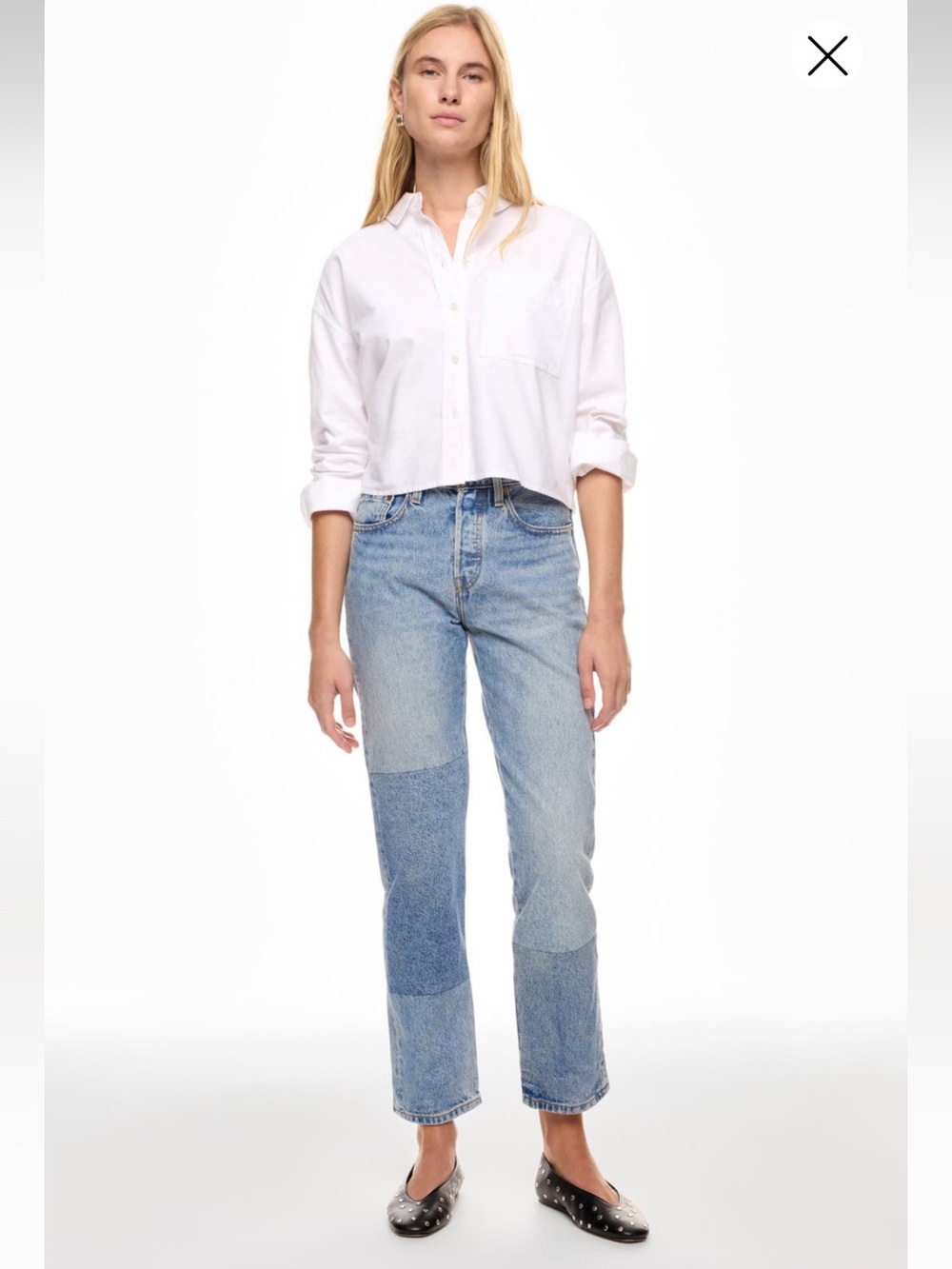 Levi's 501 Clean Craft Light Blue Patchwork Straight Leg Jeans